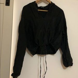 ZARA Grey silk hoodie shirt